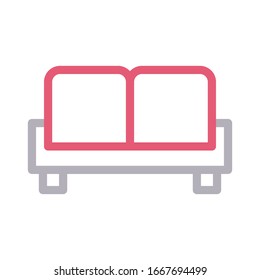 couch vector color line icon 