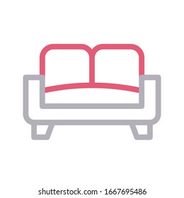 couch vector color line icon 
