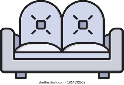 couch vector flat color icon 