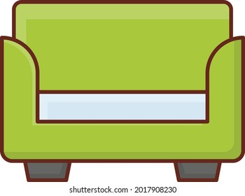 couch vector flat color icon