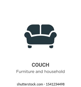Couch vector icon on white background. Flat vector couch icon symbol sign from modern furniture and household collection for mobile concept and web apps design.