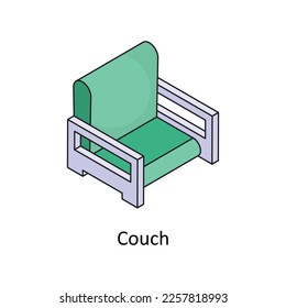 Couch Vector Isometric Filled Outline icon for your digital or print projects.