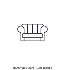 couch vector line icon, sign, illustration on background, editable strokes