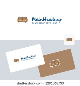 Couch  vector logotype with business card template. Elegant corporate identity. - Vector