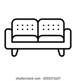 Couch Vector Outline Icon Isolated On White Background
