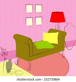 couch in the waiting room