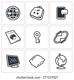 CouchSurfing icons set. Vector Illustration