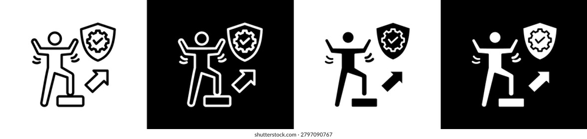 Coucorage Icon In Outline And Glyph Styles With Black And White Variations