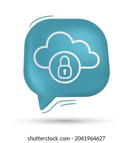 Coud, data, security icon vector in speech bubble - Modern design