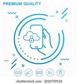 Coud, data, security in phone icon illustration - modern design