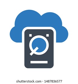 coud hard disk glyph colour vector icon