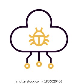 Coud, infected, virus, network icon vector image. Can also be used for cyber security. Suitable for use on web apps, mobile apps and print media.