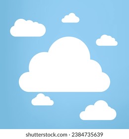 Couds element, clouds on isolated blue background, and Groups of white Clouds collection in flat design styles, cloud concepts