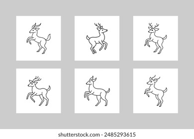 Coues deer dancing icon vector line art