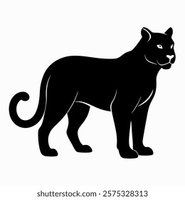 cougar animal silhouette on white background