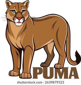 Cougar animal in sleek minimal wild cat illustration vector design