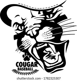 cougar baseball team design with cougar face for school, college or league