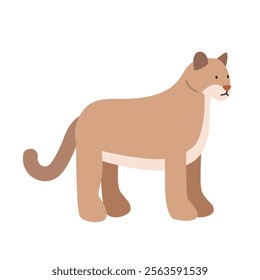 Cougar cartoon clipart. Panther or moutain lion or puma vector illustration in flat style. Hand-drawn wild animal concept