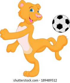 cougar cartoon with soccer ball