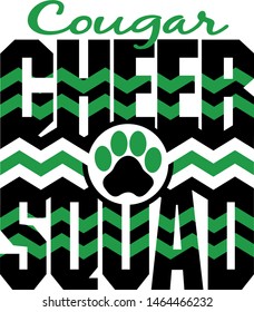 Cougar Cheer Squad With Chevrons And Paw Print For School, College Or League