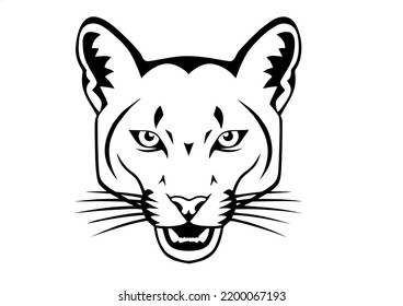 Clipart de Cougar Face, en blanco