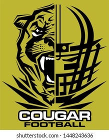 cougar football team design with mascot and facemask for school, college or league