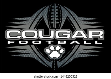 cougar football team design with paw print and ball for school, college or league