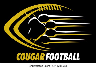 cougar football team design with paw print for school, college or league