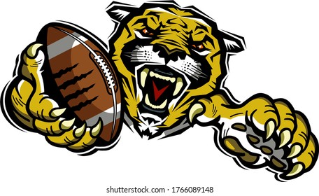 Cougar Football Team Mascot Holding Ball Stock Vector (Royalty Free ...