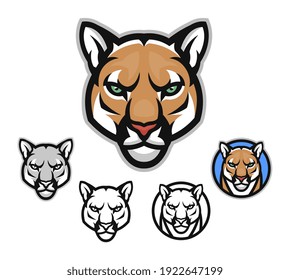 Cougar head emblem set. Vector illustration.