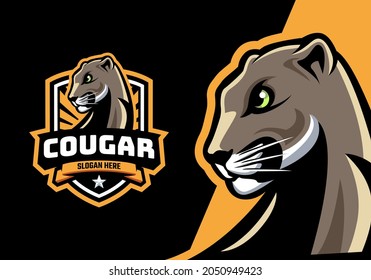 Cougar head mascot logo template