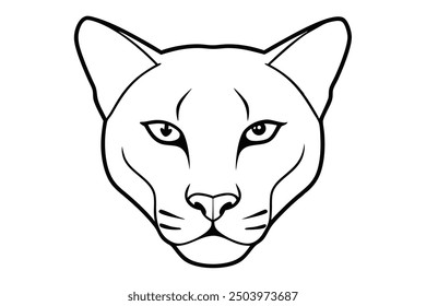 Cougar Head Vector Illustration - Cartoon Clipart and Line Art Design