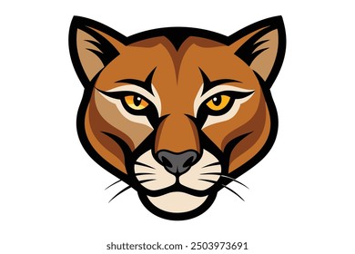 Cougar Head Vector Illustration - Cartoon Clipart and Line Art Design