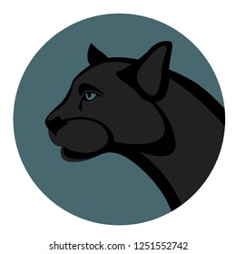 cougar head vector illustration , flat style ,profile view