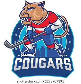 Cougar Ice Hockey Sport Logo