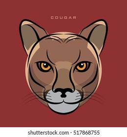 The Cougar, also known as the Puma face sign or symbol, vector illustration
