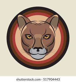 The Cougar, also known as the Puma face sign or symbol, vector illustration