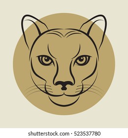 The Cougar, Also Known As The Puma Face Sign Or Symbol, Vector Illustration