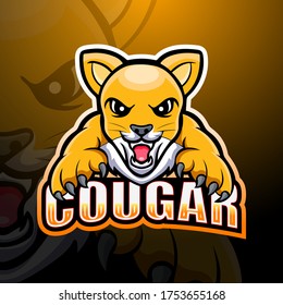 Cougar mascot esport logo design