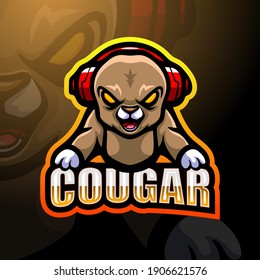 Cougar mascot esport logo design