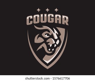 Cougar modern mascot logo. Puma emblem design editable for your business. Vector illustration.