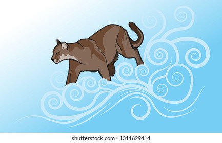 Cougar - Mountain Lion Vector Illustration