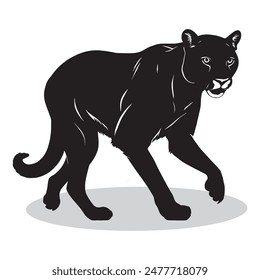 Cougar outline and symbols. Dark level variety basic exquisite white foundation Cougar animal vector and silhouette icon.