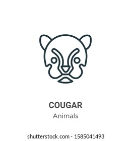 Cougar outline vector icon. Thin line black cougar icon, flat vector simple element illustration from editable animals concept isolated on white background