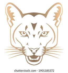 Cougar Panther Head Vector Graphic Illustration. Vector Illustration Of Angry Cougar Face. Mountain Lion.