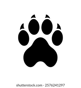 Cougar paw print silhouette icon vector illustration design on white background.