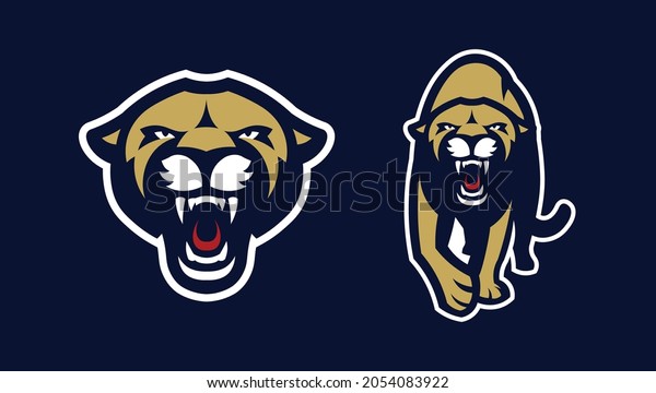 Cougar vector mascot sports logo, perfect for\
high school and amateur sports teams. Includes Cougar head and full\
body vector.