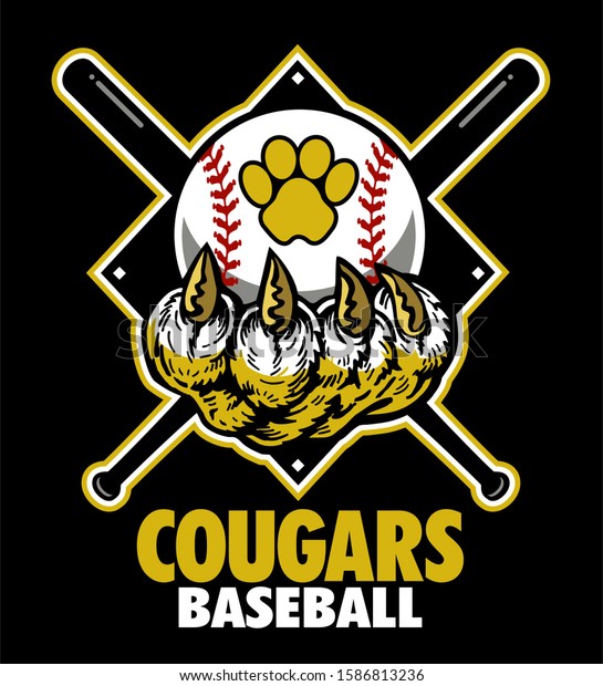 Cougars Baseball Team Diamond Design Claw Stock Vector (Royalty Free ...