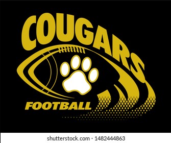 cougars football team design with football laces for school, college or league