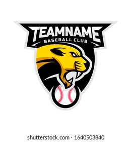 Cougars head logo for the Baseball team logo. vector illustration. With a combination of shields badge.
